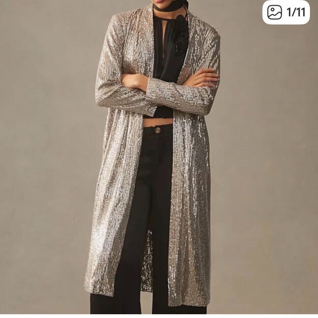Nwt Anthropologie Mare Mare Grey Sequined Duster Coat. Size S
